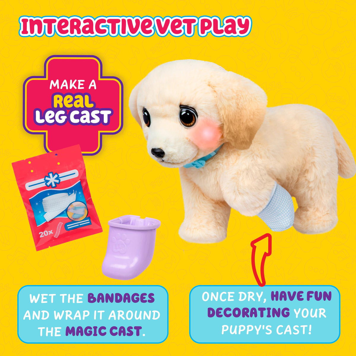 Little Live Pets Ouchies - Cooper The Retriever Puppy|Transform from Injured to Healed Like a Vet. Make a Real Cast. Walking Puppy with Carrier (35cm/13.8in Tall). Repeat Play. 50+ Sounds & Reactions 🍁 All In One Marketplace Canada