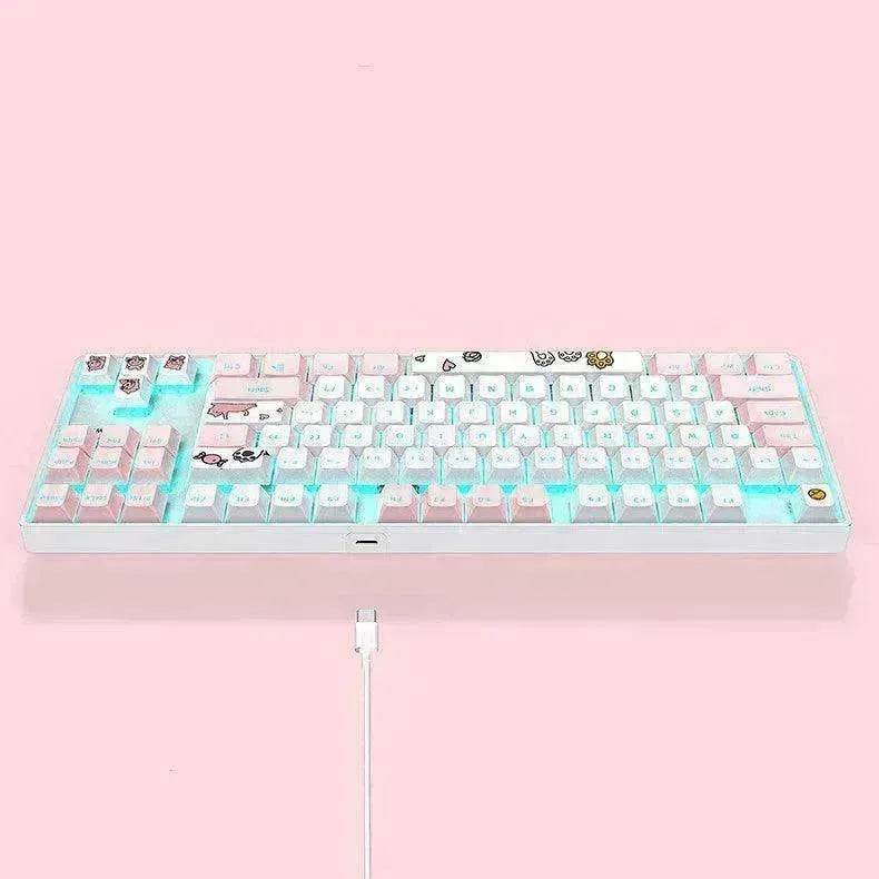 87 Key Rgb Light Effect Green Axis Portable Mechanical Keyboard