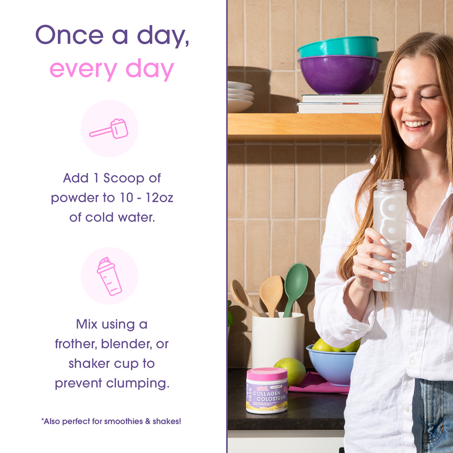 Obvi Collagen Colostrum Lemon Sorbet for Healthy Skin and Joints