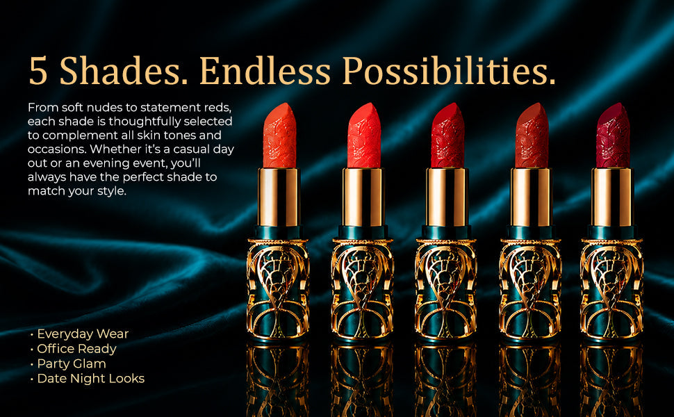 Soft Mist Satin Lipstick Set – 5 in1  Bold Shades