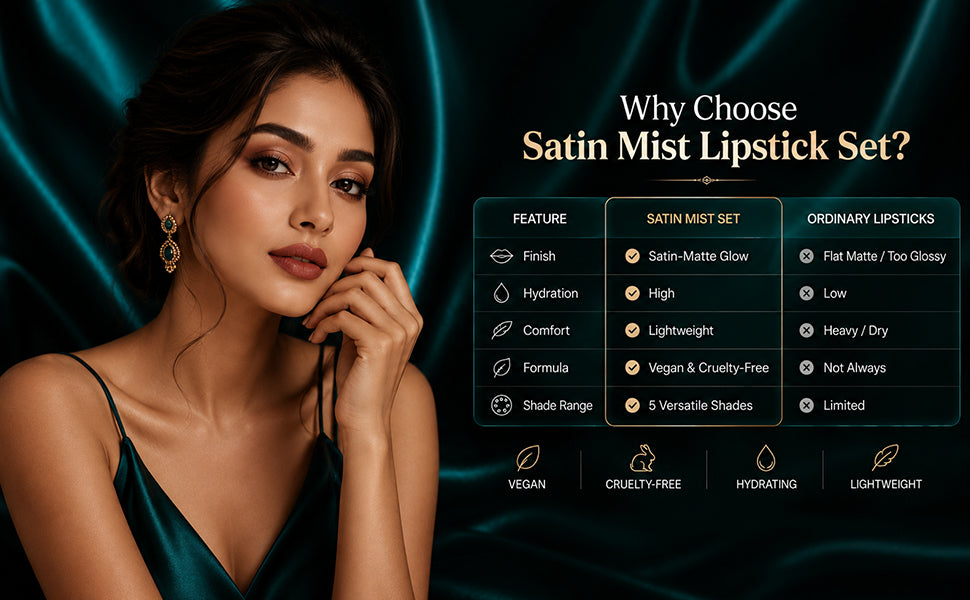 Soft Mist Satin Lipstick Set – 5 in1  Bold Shades
