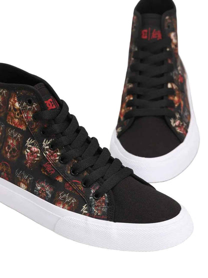 DC Shoes x Slayer 'Manual High' Shoes - Black/White Print