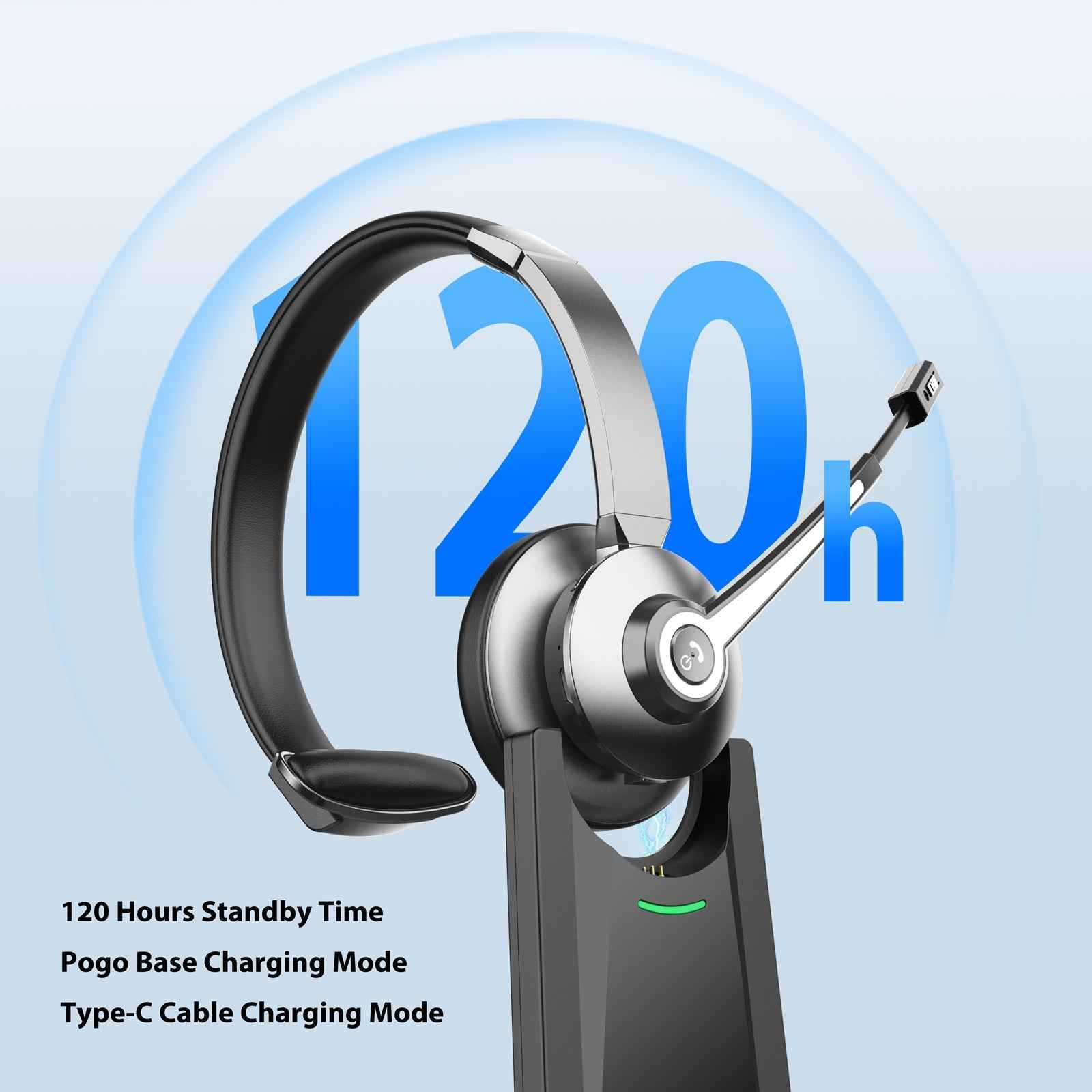 ProComm Bluetooth Headset for Microsoft Teams & Call Centers – Wireless Noise-Cancelling Microphone with USB Dongle & Charging Base
