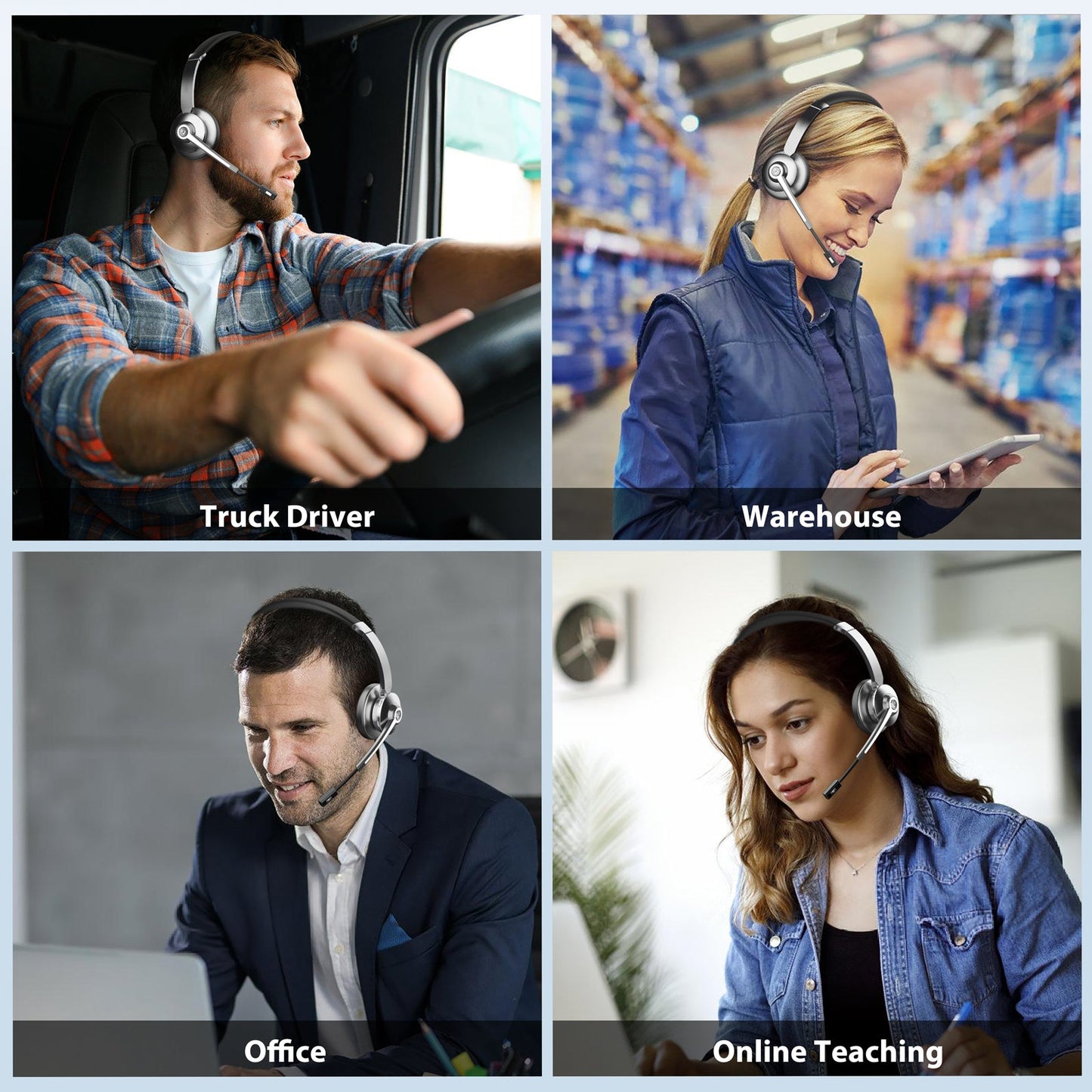 ProComm Bluetooth Headset for Microsoft Teams & Call Centers – Wireless Noise-Cancelling Microphone with USB Dongle & Charging Base