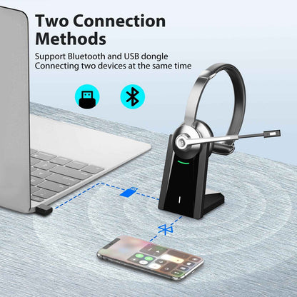 ProComm Bluetooth Headset for Microsoft Teams & Call Centers – Wireless Noise-Cancelling Microphone with USB Dongle & Charging Base