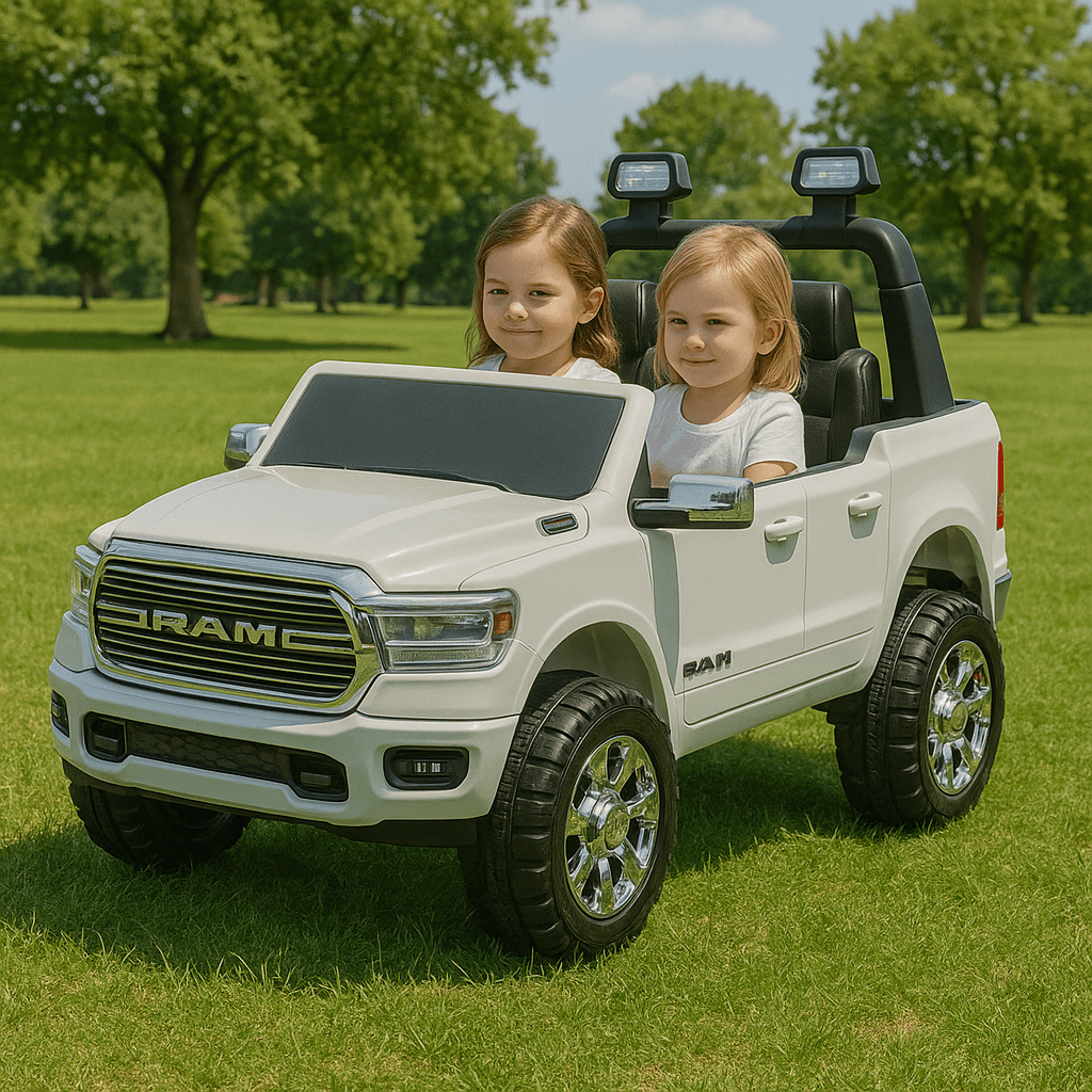 White Complete Edition XXL 2-Seater 4x4 RAM 3500 Ride-On Truck