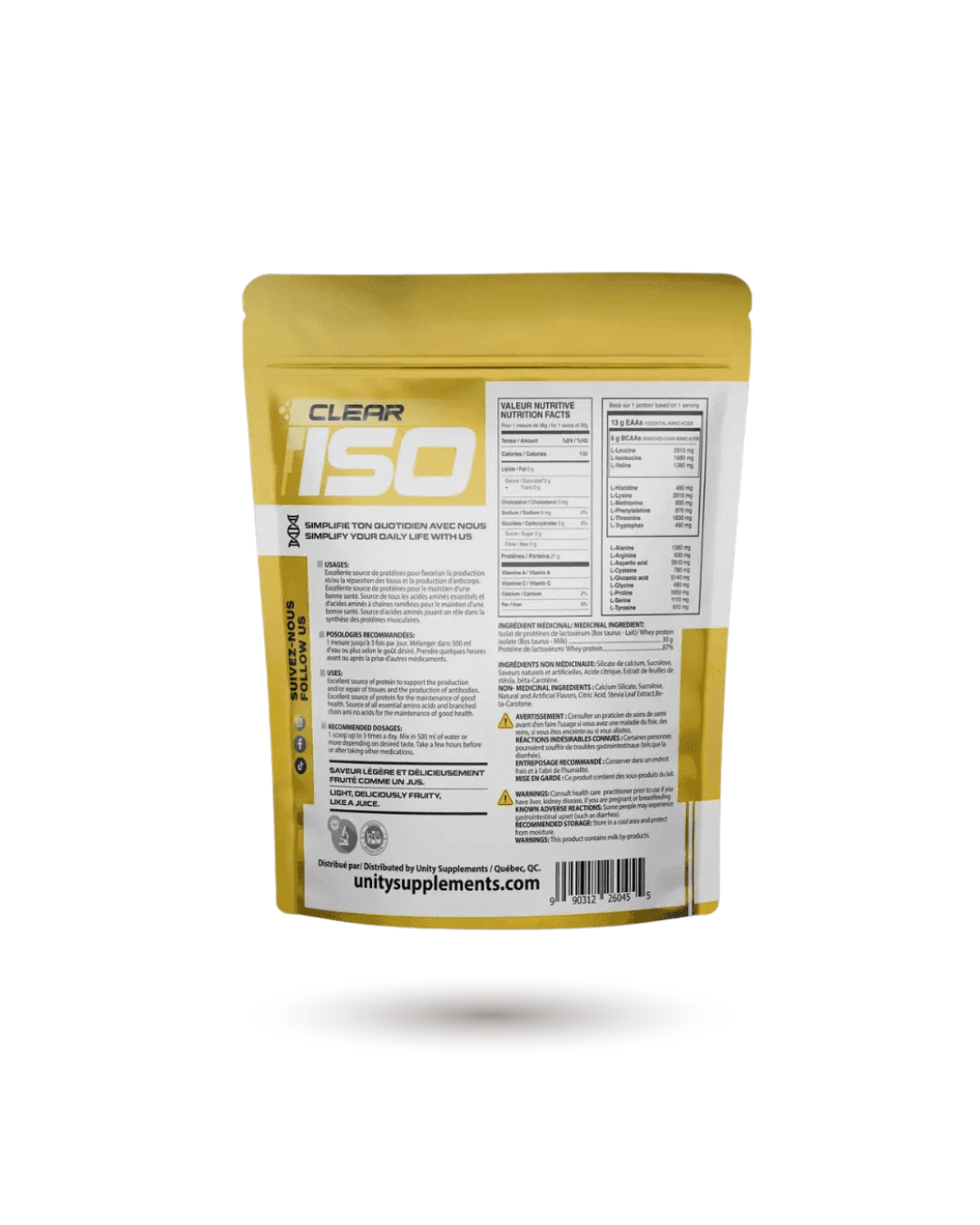 Unity Supplements Clear Protein Powder - Pure Isolate for Optimal Recovery