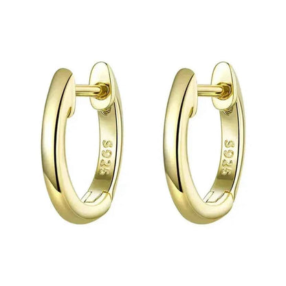 Genuine Sterling Silver Hoop Earrings - Elegant Rose Gold Color - Women's Fashion jewelry SCE808