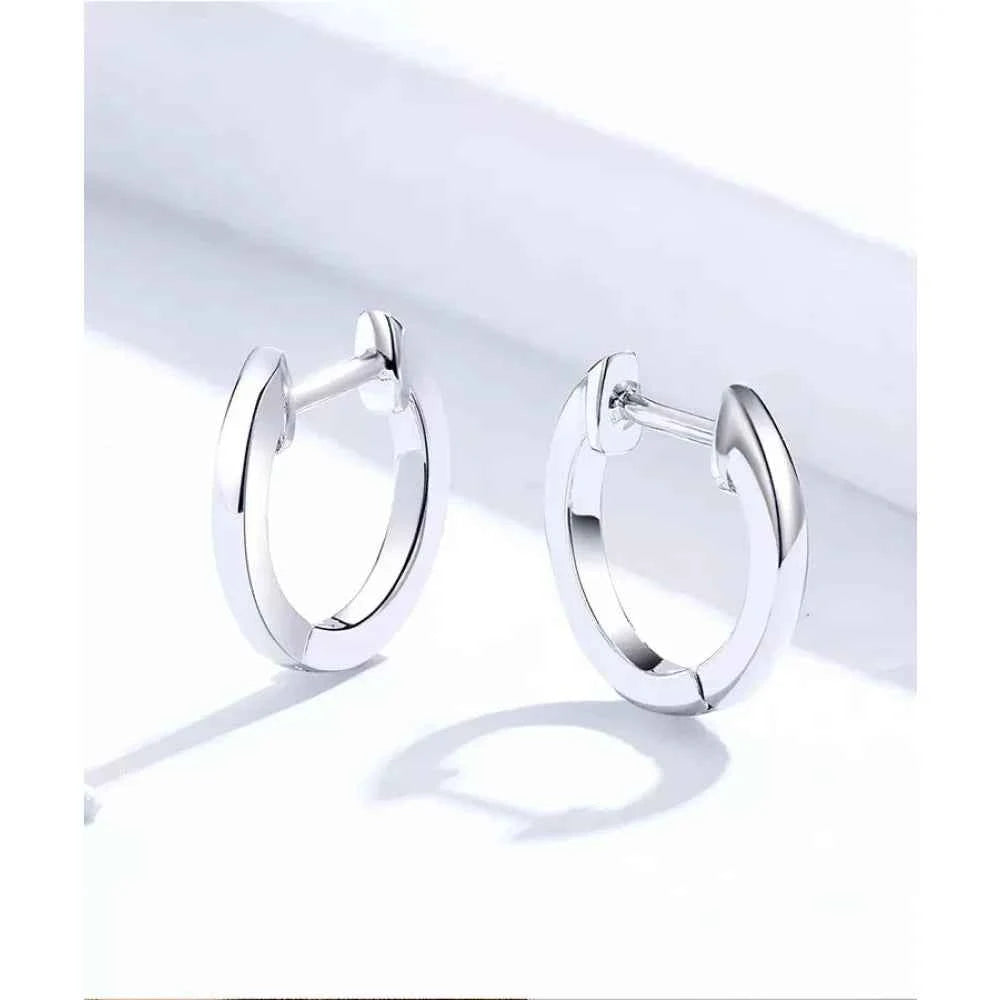 Genuine Sterling Silver Hoop Earrings - Elegant Rose Gold Color - Women's Fashion jewelry SCE808