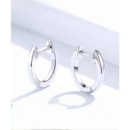 Genuine Sterling Silver Hoop Earrings - Elegant Rose Gold Color - Women's Fashion jewelry SCE808