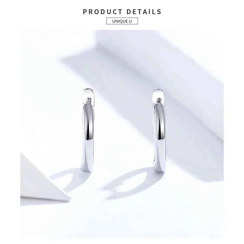 Genuine Sterling Silver Hoop Earrings - Elegant Rose Gold Color - Women's Fashion jewelry SCE808