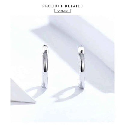 Genuine Sterling Silver Hoop Earrings - Elegant Rose Gold Color - Women's Fashion jewelry SCE808