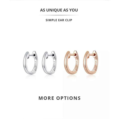 Genuine Sterling Silver Hoop Earrings - Elegant Rose Gold Color - Women's Fashion jewelry SCE808
