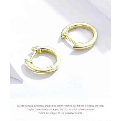 Genuine Sterling Silver Hoop Earrings - Elegant Rose Gold Color - Women's Fashion jewelry SCE808