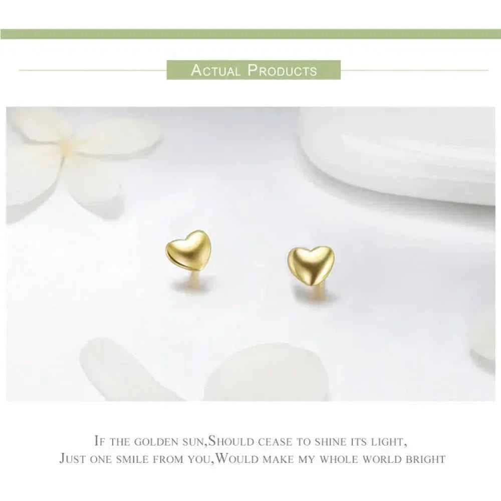 925 Sterling Silver Petite Plain Hearts Stud Earrings | Minimalist Fine jewelry