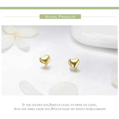 925 Sterling Silver Petite Plain Hearts Stud Earrings | Minimalist Fine jewelry