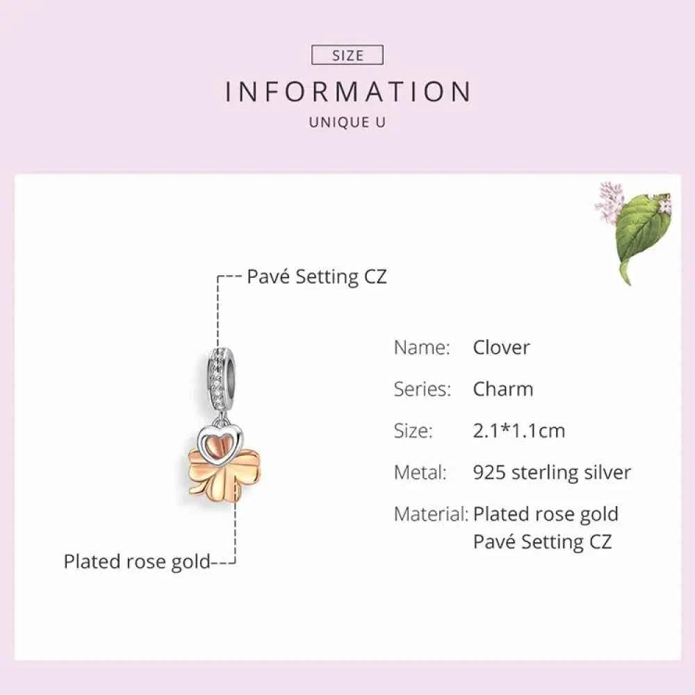 925 Sterling Silver Gardon Lucky Clover Charm - Scc1238