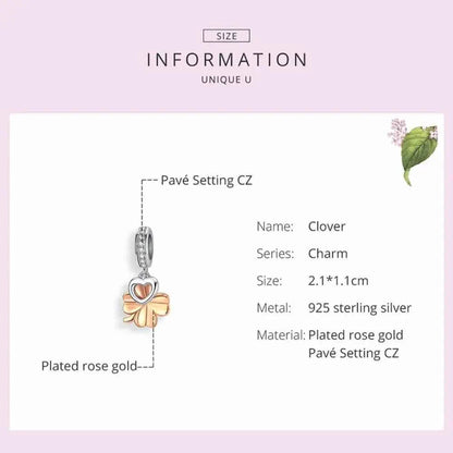 925 Sterling Silver Gardon Lucky Clover Charm - Scc1238