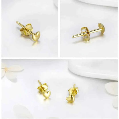 925 Sterling Silver Petite Plain Hearts Stud Earrings | Minimalist Fine jewelry