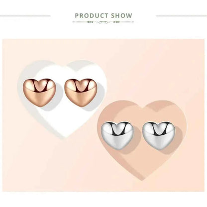 925 Sterling Silver Petite Plain Hearts Stud Earrings | Minimalist Fine jewelry