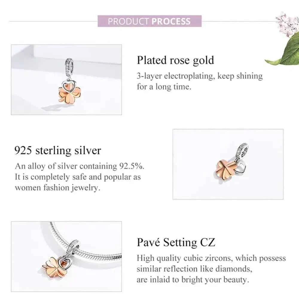 925 Sterling Silver Gardon Lucky Clover Charm - Scc1238
