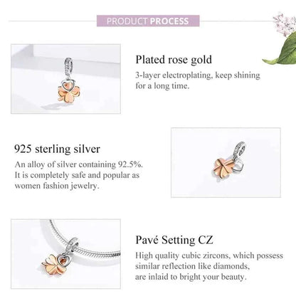 925 Sterling Silver Gardon Lucky Clover Charm - Scc1238