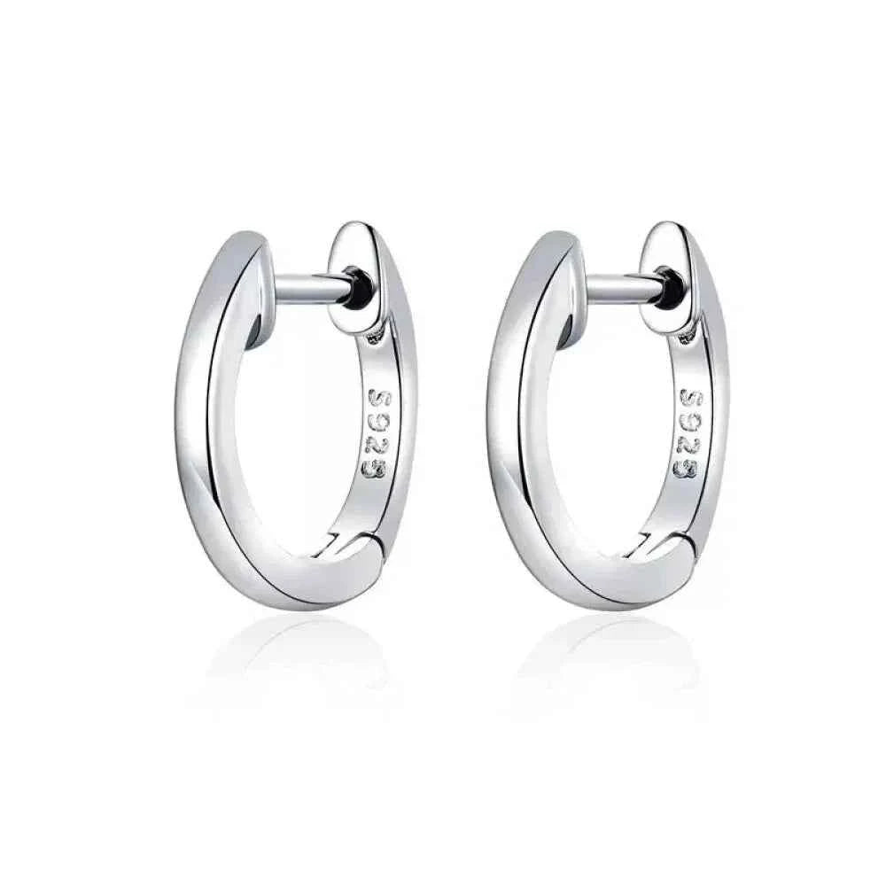 Genuine Sterling Silver Hoop Earrings - Elegant Rose Gold Color - Women's Fashion jewelry SCE808