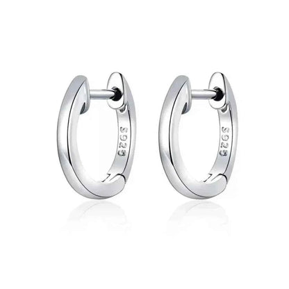 Genuine Sterling Silver Hoop Earrings - Elegant Rose Gold Color - Women's Fashion jewelry SCE808