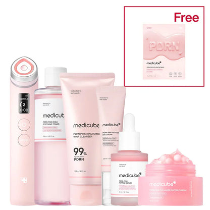 PDRN Pink Glow Home Aesthetic Full Set - Medicube AGE-R Booster Pro Pink + Complete PDRN Skincare Routine