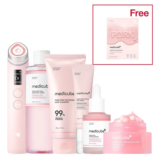 PDRN Pink Glow Home Aesthetic Full Set - Medicube AGE-R Booster Pro Pink + Complete PDRN Skincare Routine