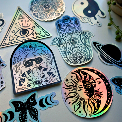 Celestial Holographic Stickers Pack - Shine with Stellar Designs