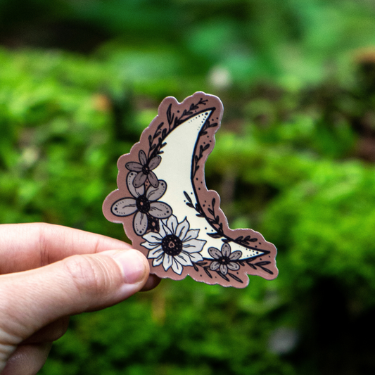 Crescent Moon Flower Sticker - Beautiful Floral Design for Unique Decor