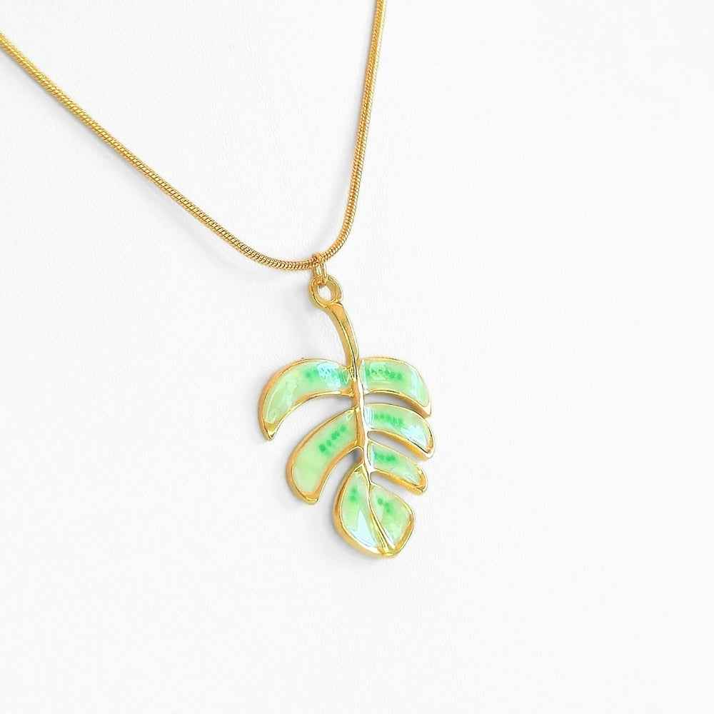 Monstera Leaf Pendant Necklace