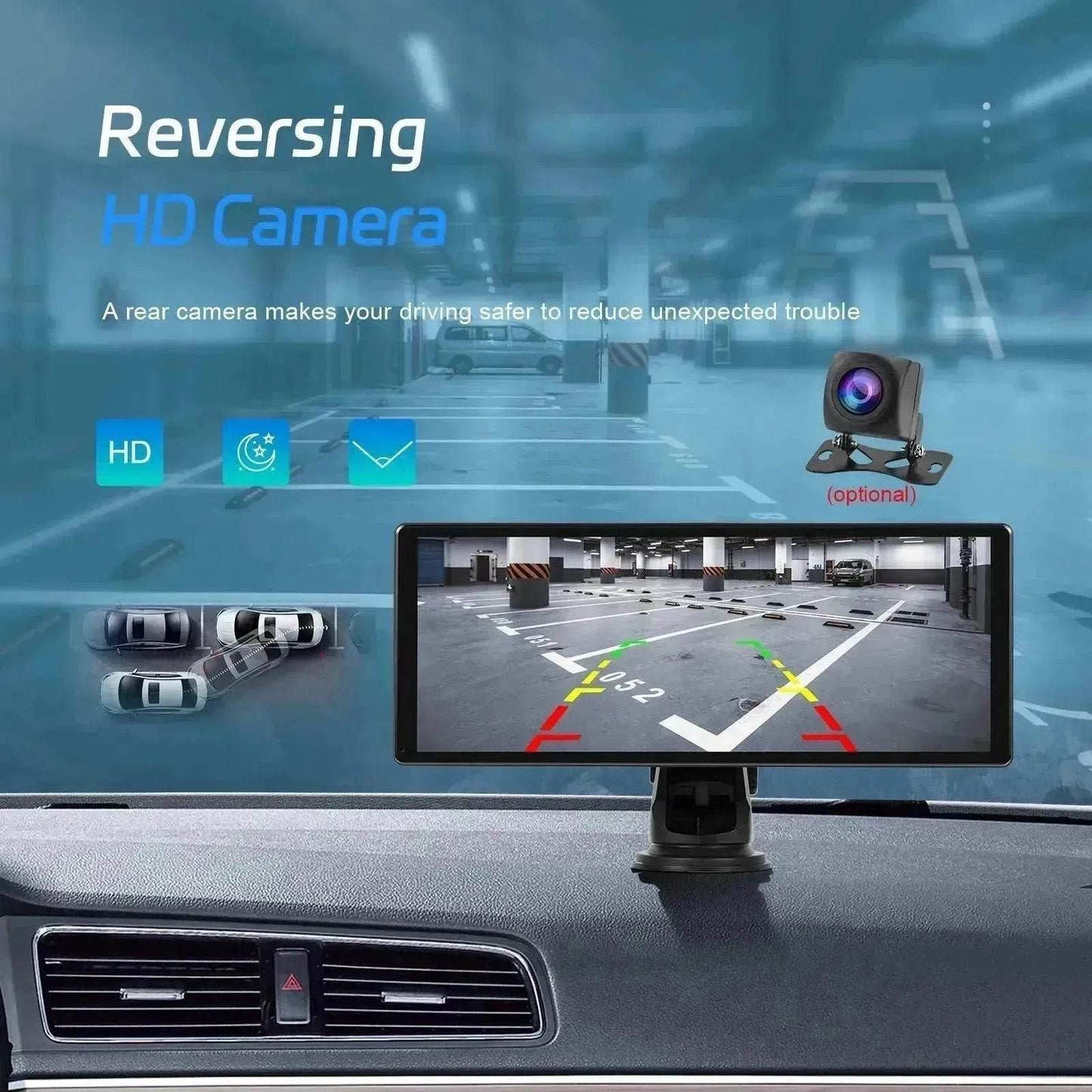11.3" Smart HD Touchscreen Car Display, Android 13 Wireless CarPlay & Android Auto, Bluetooth, FM Transmitter, Reverse Camera Support
