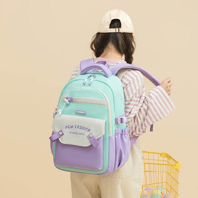Colorful Contrast Schoolbag – Trendy Backpack for Students