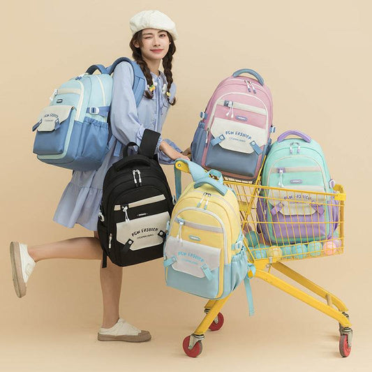 Colorful Contrast Schoolbag – Trendy Backpack for Students