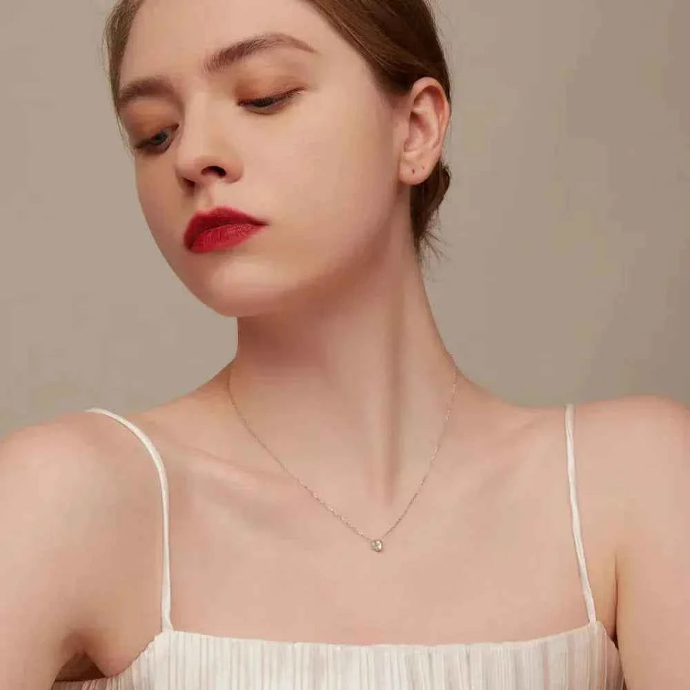 Gorgeous Shiny Choker - 925 Sterling Silver Geometric Cut Zircon Pendant Necklace
