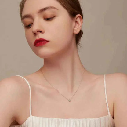 Gorgeous Shiny Choker - 925 Sterling Silver Geometric Cut Zircon Pendant Necklace