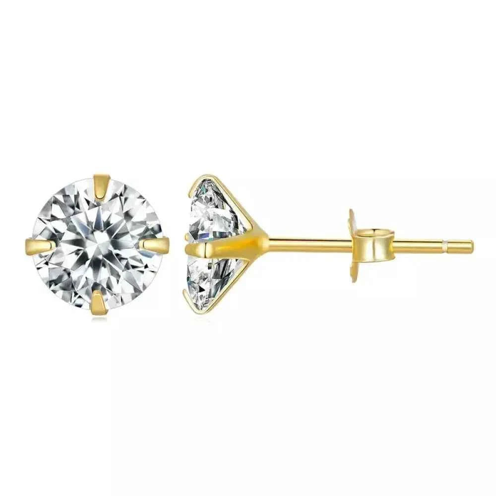 Cz Stud Earrings - 925 Sterling Silver Platinum Plated - Round Cubic Zirconia Hypoallergenic Earrings 4Mm 5Mm 6Mm 7Mm Bse166