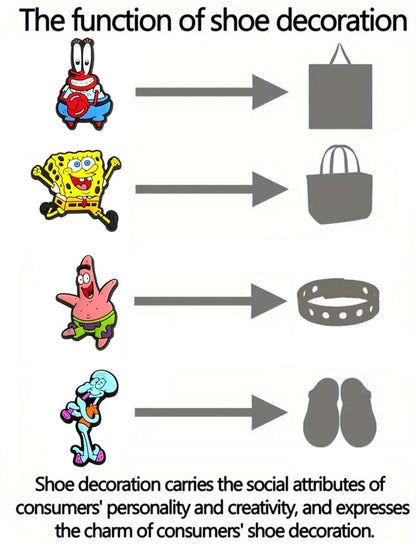 5-100PCS SpongeBob SquarePants Shoe Patrick Star Charm Mix Wholesale PVC cartoon Decoration Detachable Waterproof To Xmas Gift