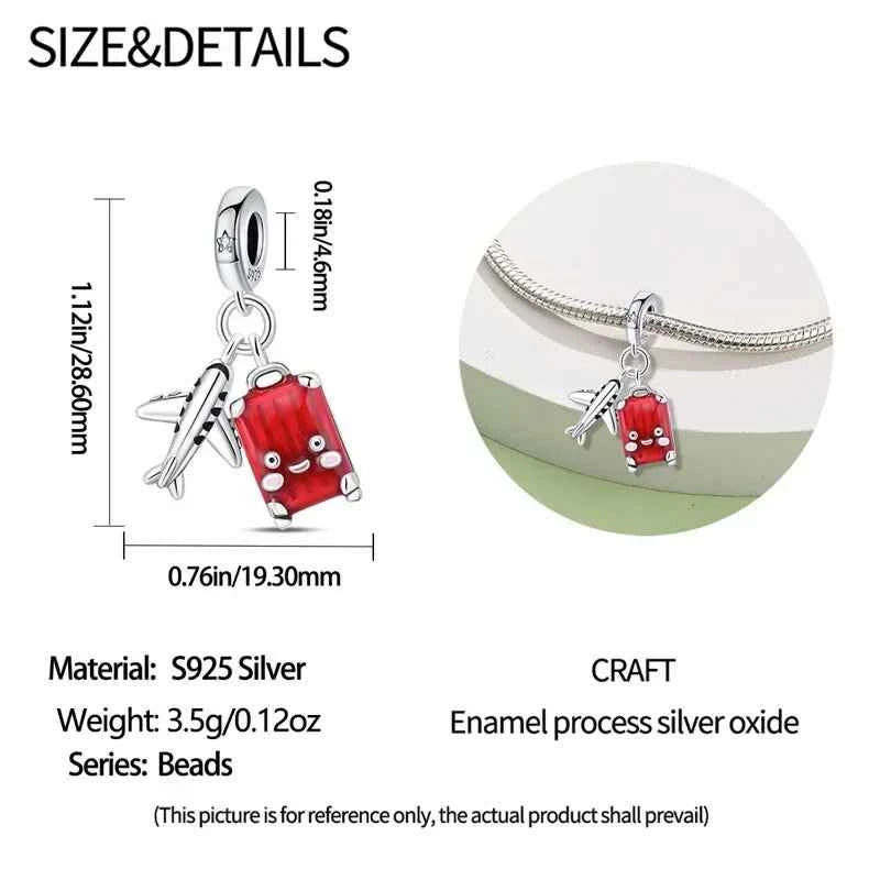 Crimson Horizons Sterling Silver Travel Charm