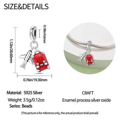 Crimson Horizons Sterling Silver Travel Charm