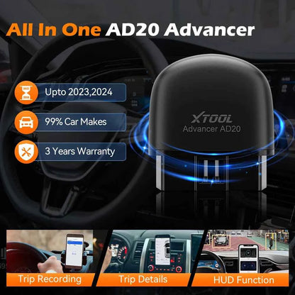 XTOOL AD20 OBD2 Scanner Mini Bluetooth 5.0 Diagnostic Tool with Full OBD2 Functions to Read and Clear Fault Codes