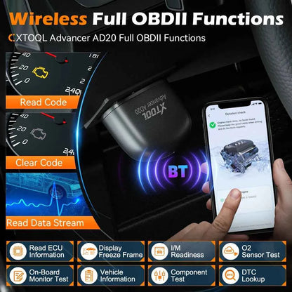 XTOOL AD20 OBD2 Scanner Mini Bluetooth 5.0 Diagnostic Tool with Full OBD2 Functions to Read and Clear Fault Codes