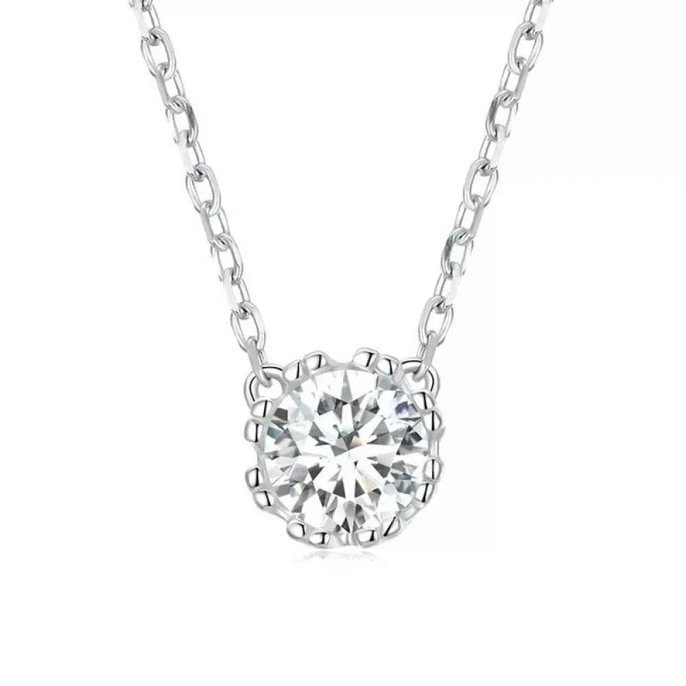 Gorgeous Shiny Choker - 925 Sterling Silver Geometric Cut Zircon Pendant Necklace