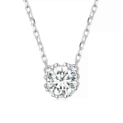 Gorgeous Shiny Choker - 925 Sterling Silver Geometric Cut Zircon Pendant Necklace