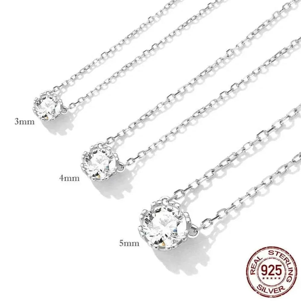 Gorgeous Shiny Choker - 925 Sterling Silver Geometric Cut Zircon Pendant Necklace