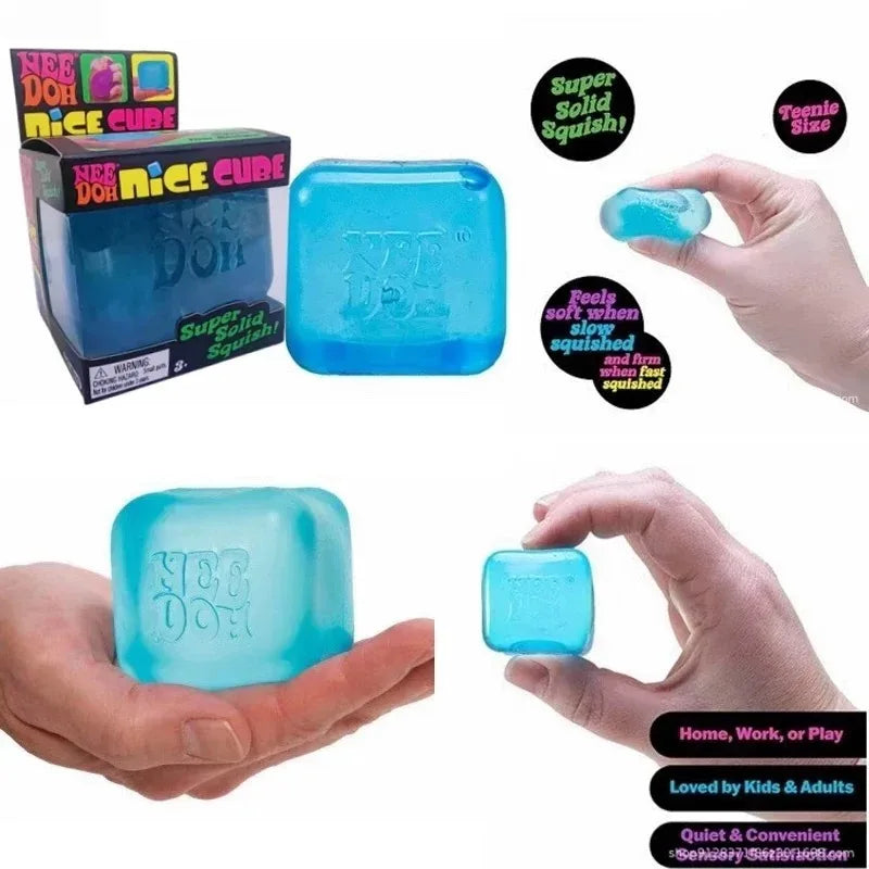 Schylling Needoh Nice Cube Sensory Fidget Toy Stress Relief Squishy Squeeze Cube Anti-Anxiety Focus Toy for Adults ADHD Autism