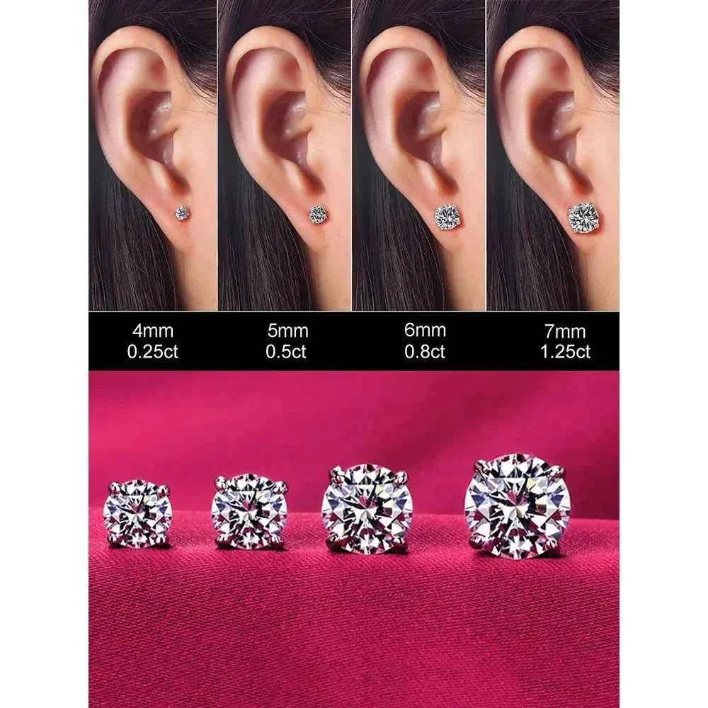 Cz Stud Earrings - 925 Sterling Silver Platinum Plated - Round Cubic Zirconia Hypoallergenic Earrings 4Mm 5Mm 6Mm 7Mm Bse166