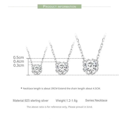 Gorgeous Shiny Choker - 925 Sterling Silver Geometric Cut Zircon Pendant Necklace